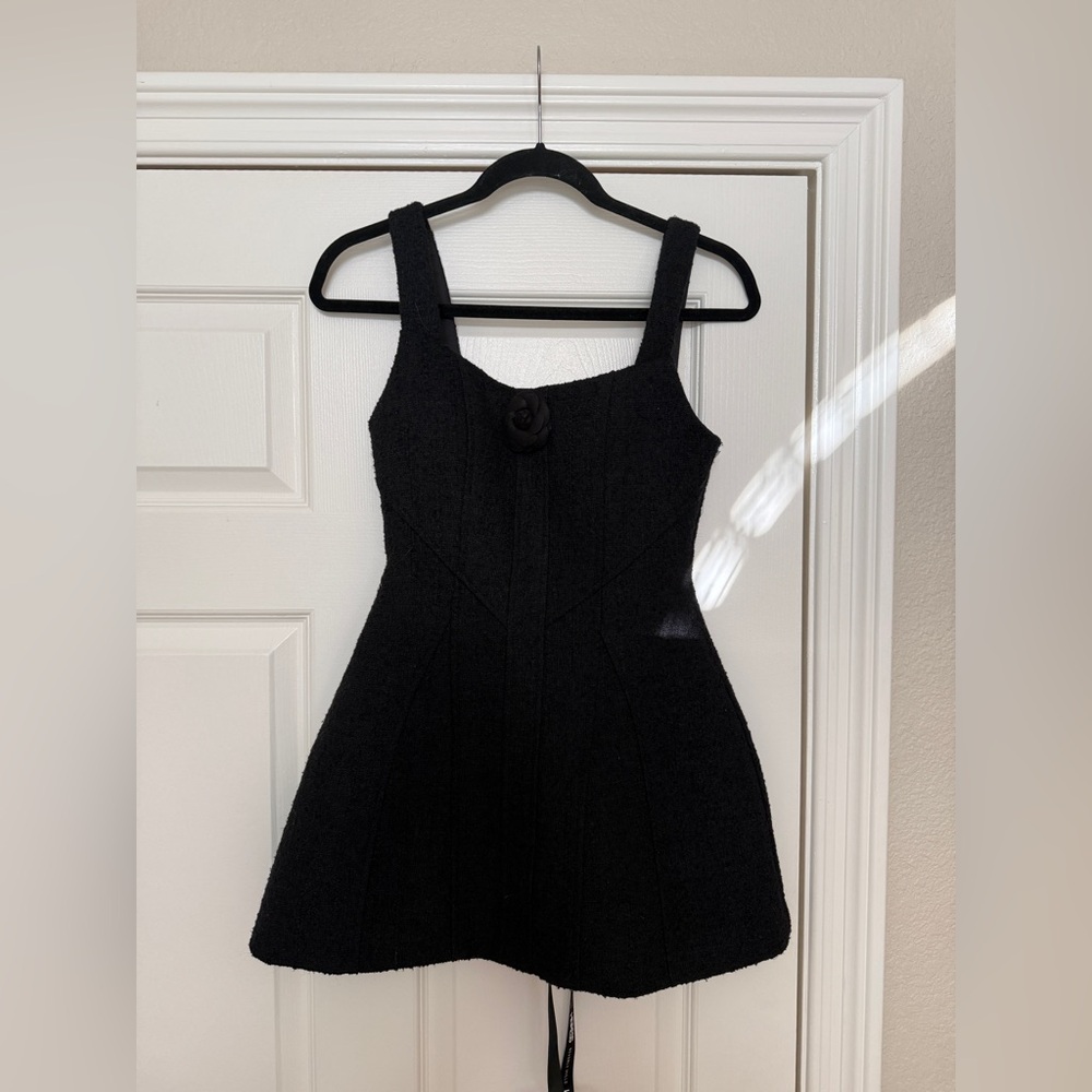 THE BOUCLE FLOWER MINI DRESS